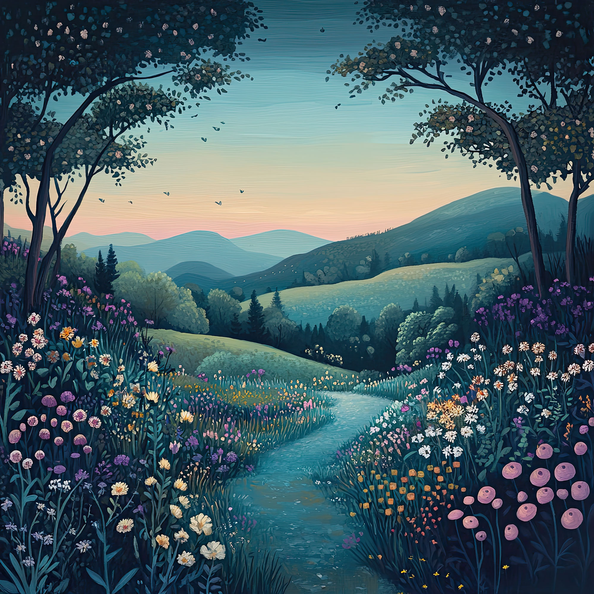 Preview for Serene-wildflower-landscape-nature-backdrop-background-90240