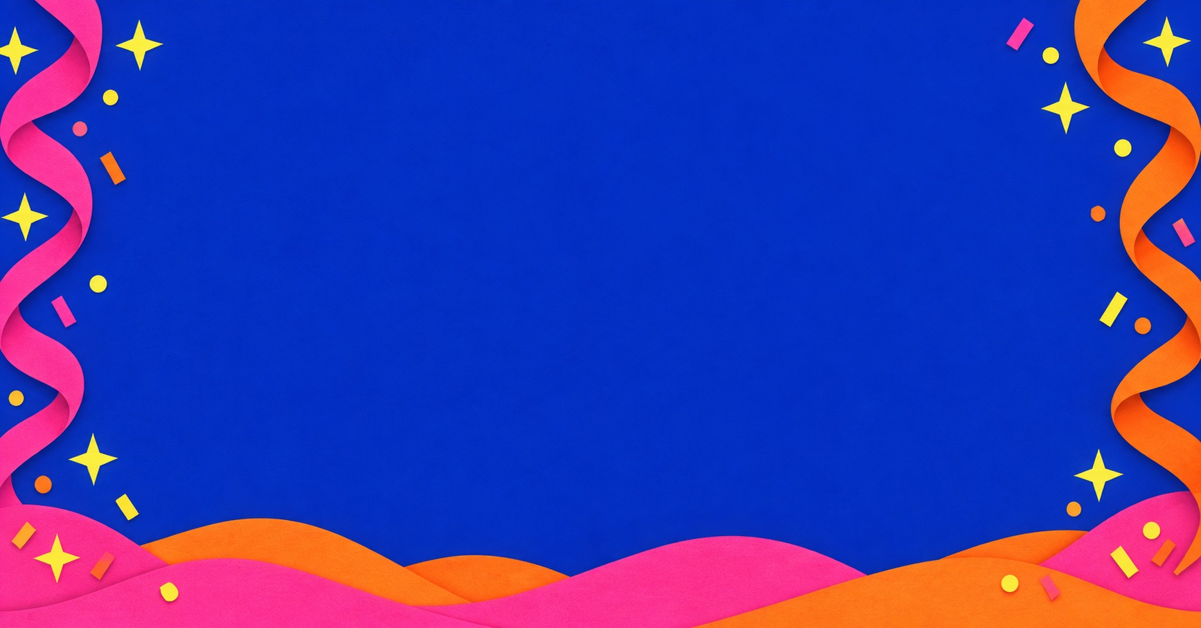 Preview for Wide Blue Confetti Border With Pink And Orange Ribbons