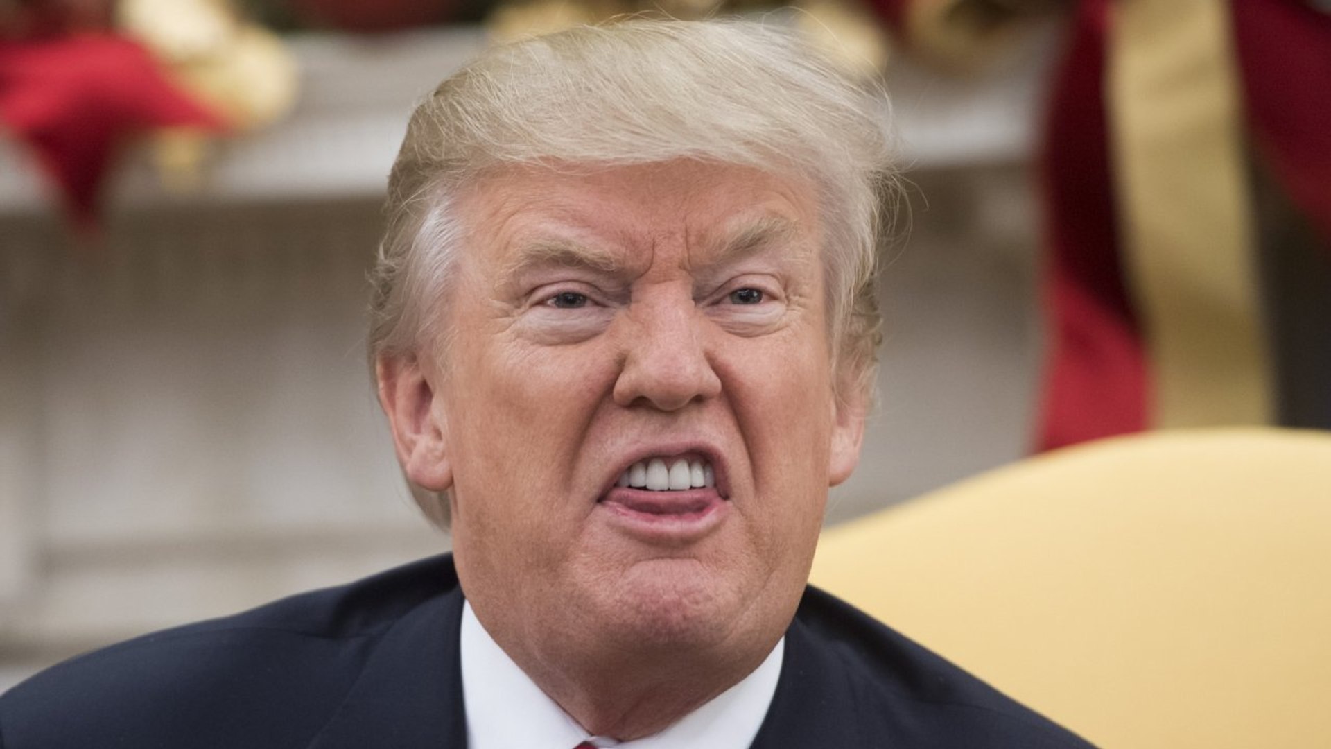 Close-up of Donald Trump speaking with an expressive face indoors