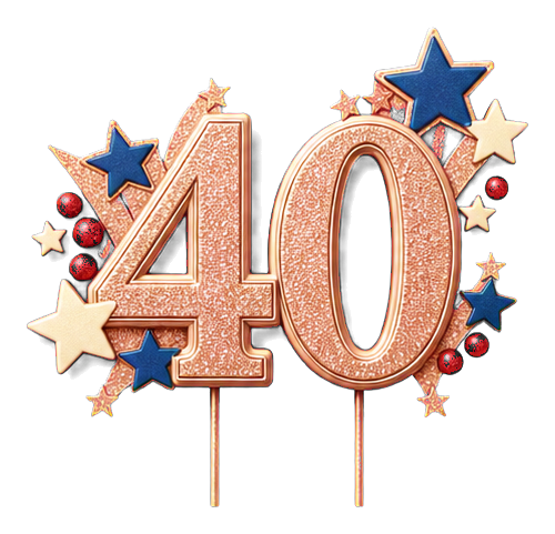 Preview for Sparkling 40 Cake Topper Sticker