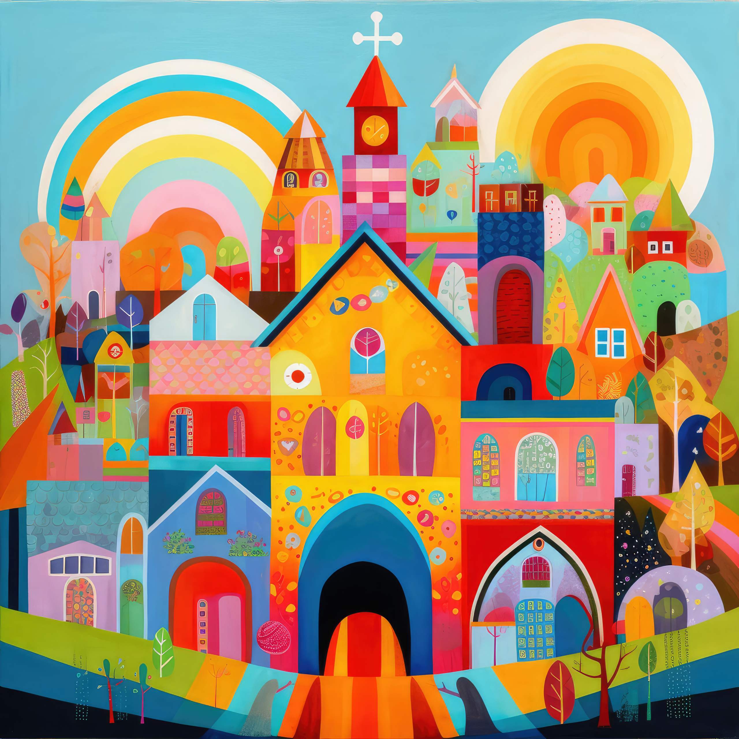 Preview for Whimsical-village-illustration-art-background-a3e6f