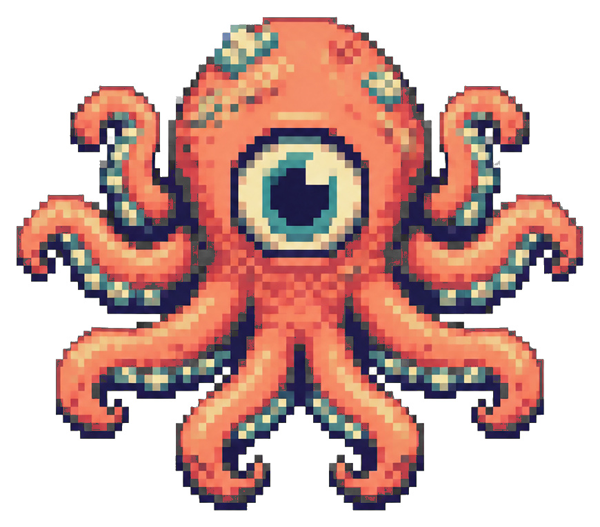 Preview for Coral One-eyed Octopus Pixel Sticker