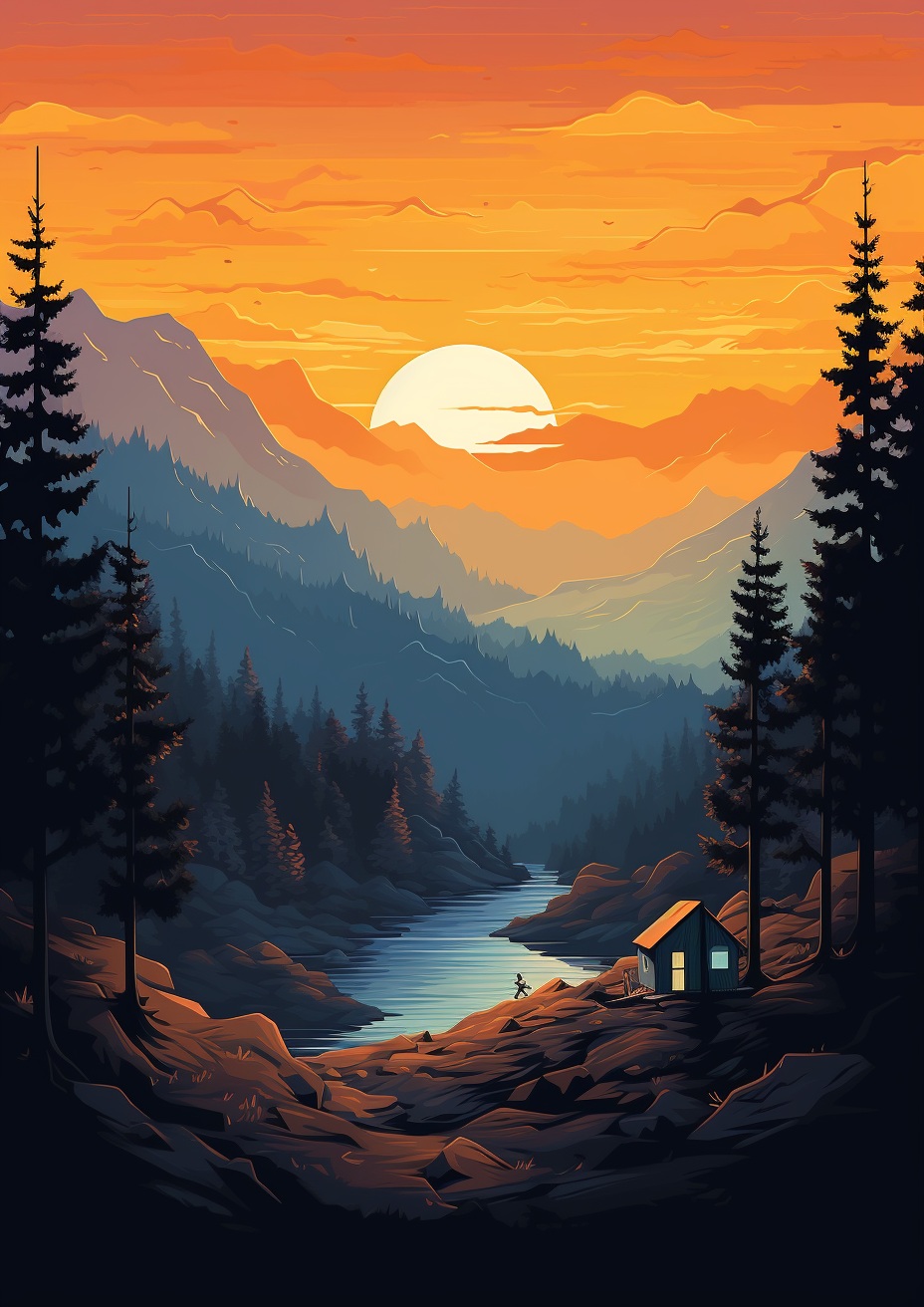 Preview for Sunset Camping Background Stock Illustration