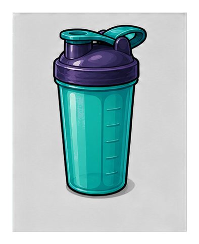 Purple and teal blank smoothie shaker cup sticker with a handle and lid