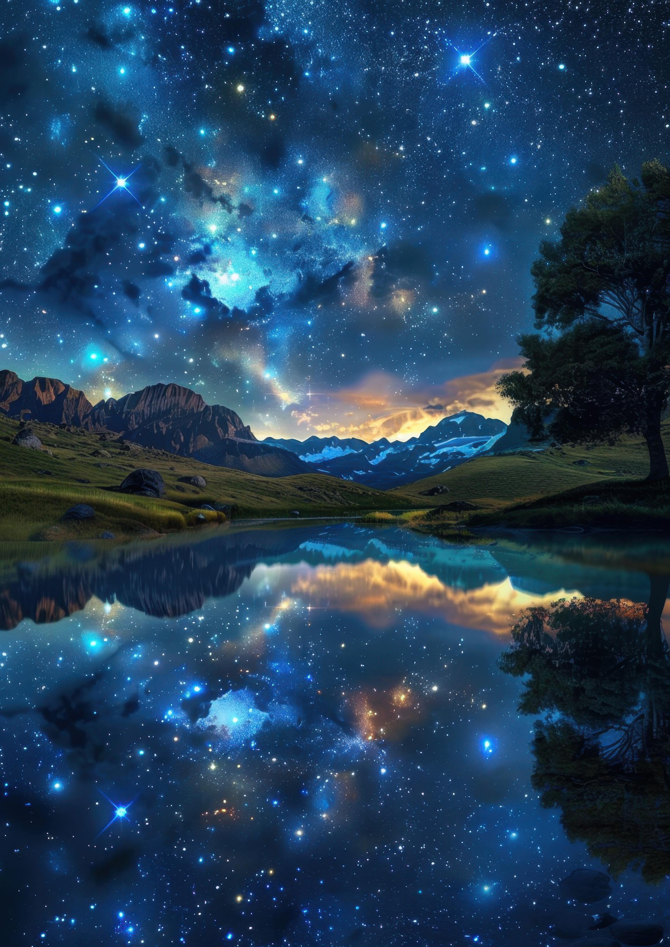 Preview for Starry-night-lake-reflection-astrophotography-photo-background-493f5