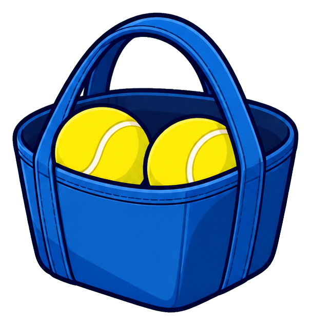 Blue tote bag filled with two yellow tennis balls