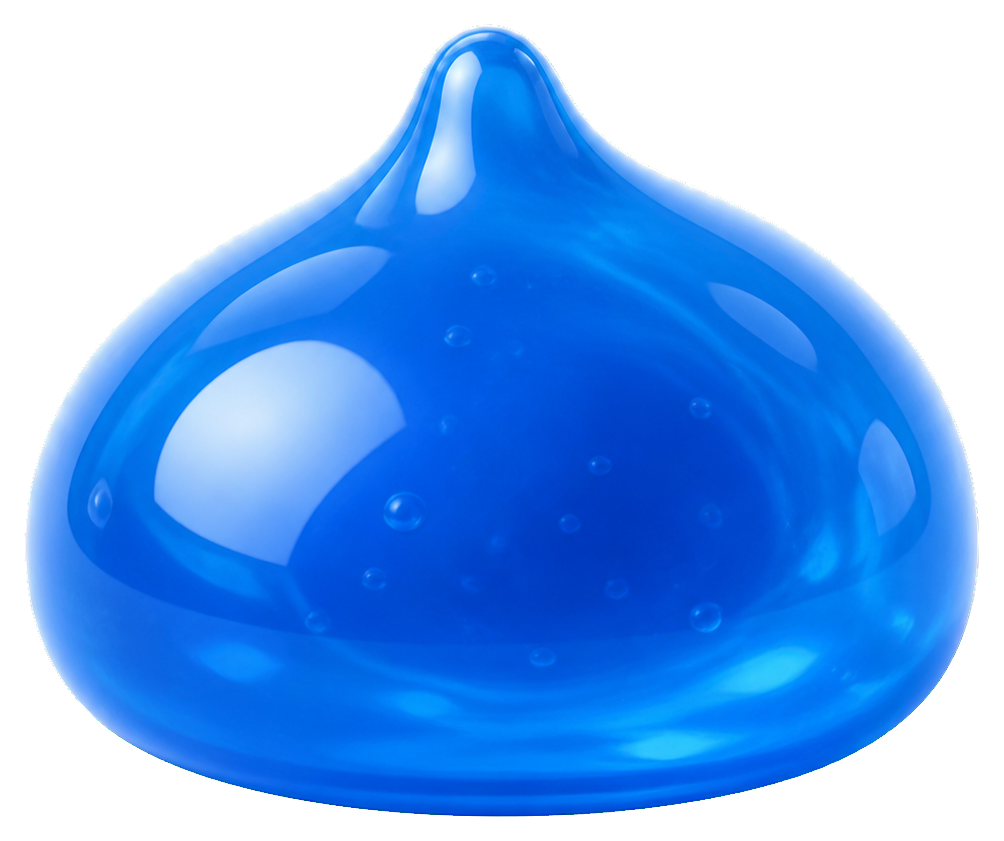 Glossy blue slime blob with a rounded dripping shape and soft highlights