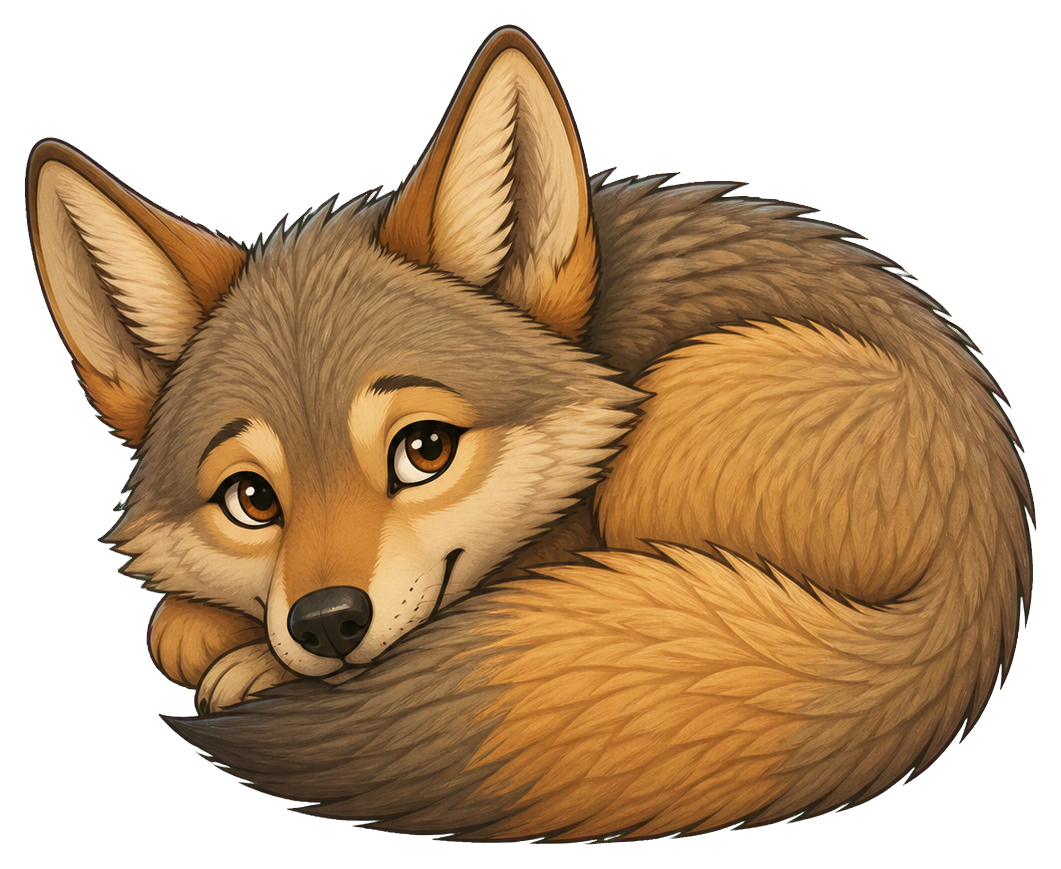 Preview for Curled Coyote Sticker