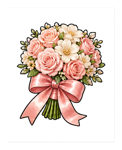 Preview for Ribbon Bouquet Wedding Sticker