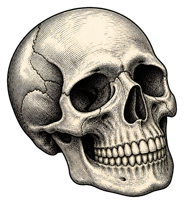 Preview for Crosshatched Skull Sticker