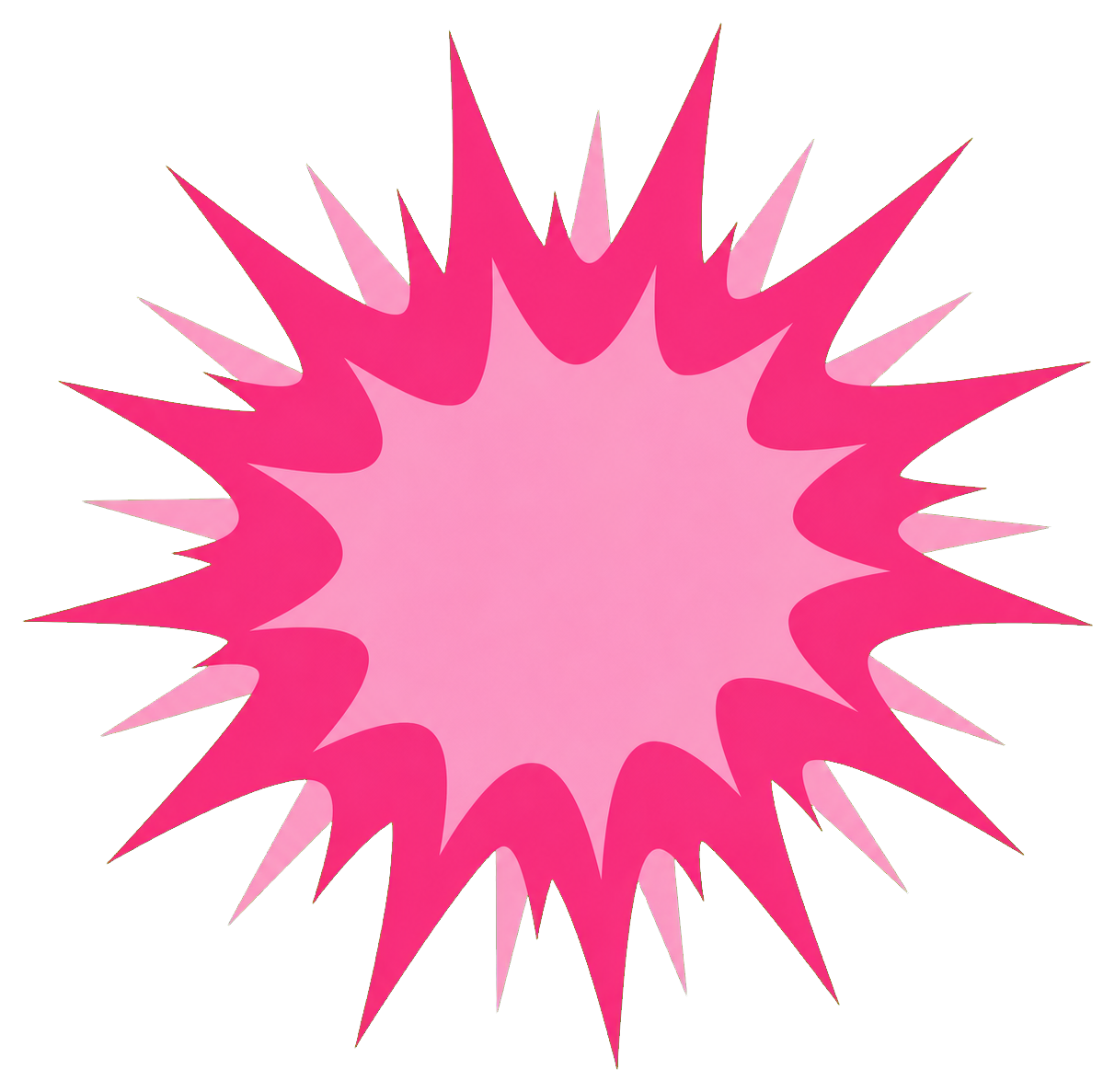 Pink jagged comic burst with a light pink center and darker pink outline