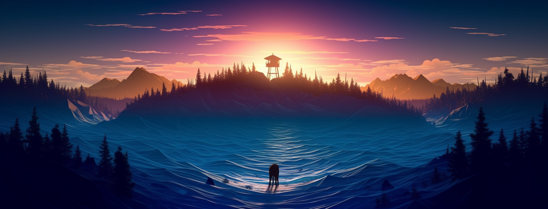 Preview for Serene-sunset-landscape-ai-facebook-background-cac87