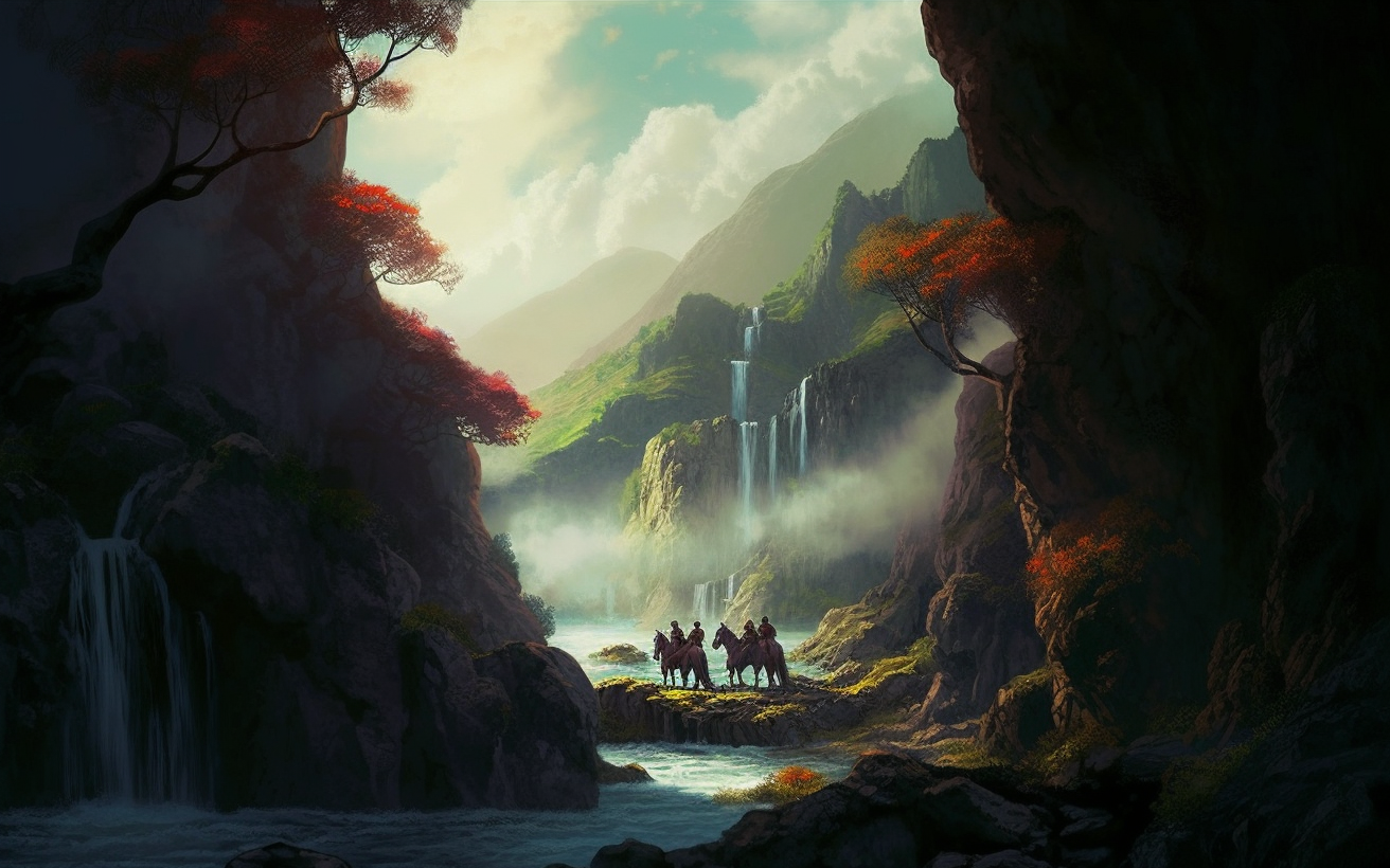 Preview for Mystical-landscape-waterfalls-ai-images-background-20570