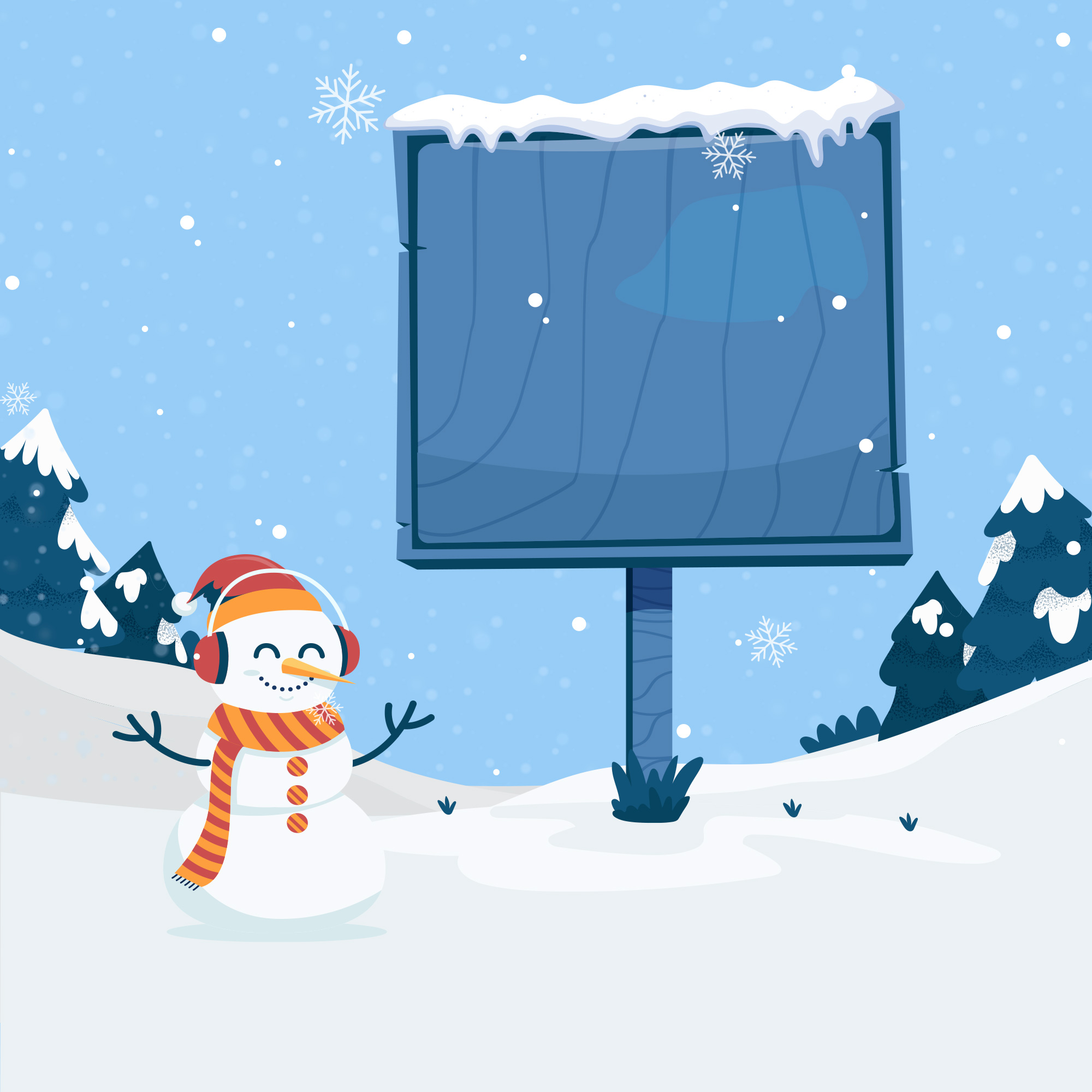 Preview for Snowman-beside-blank-billboard-christmas-background-69065
