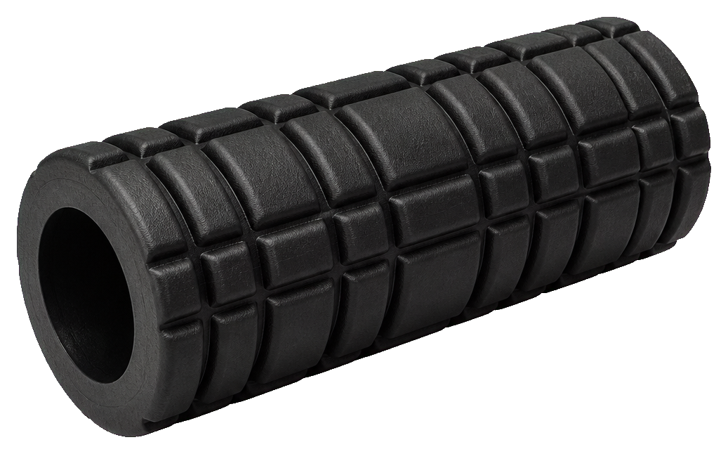 Black plain foam roller sticker graphic with ridged surface