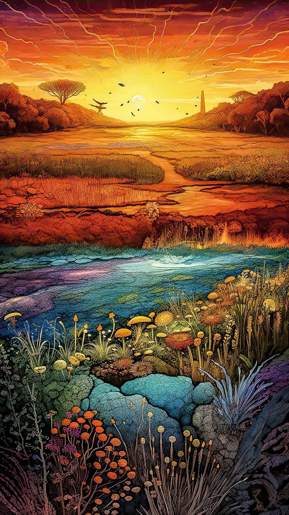 Preview for Vibrant-landscape-art-ai-phone-background-a949a