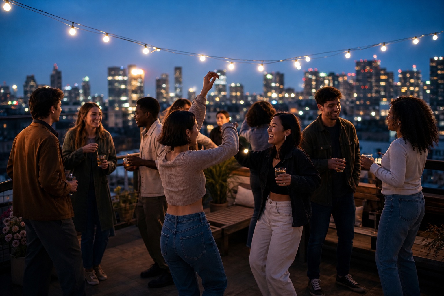 Preview for Rooftop Birthday Party City Lights Background