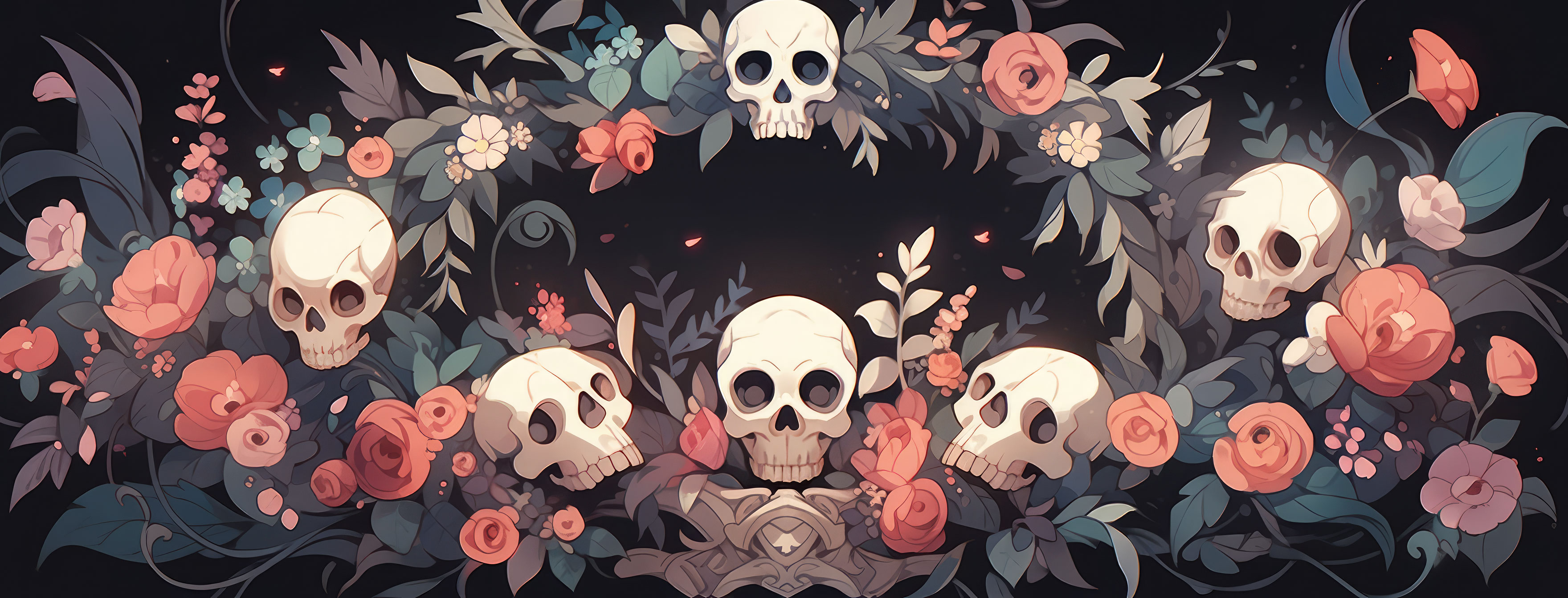 Preview for Floral-skull-frame-design-halloween-cover-background-663fa