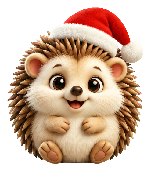 Preview for 3d Christmas Hedgehog Santa