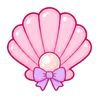 Cute pink seashell sticker with a small bow at the bottom.
