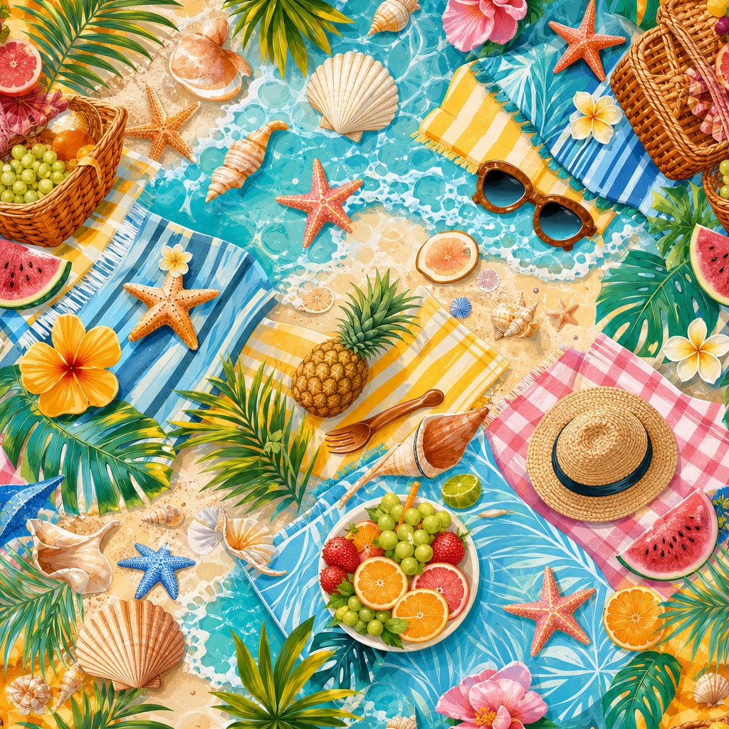 Preview for Tropical Summer Beach Pattern Background