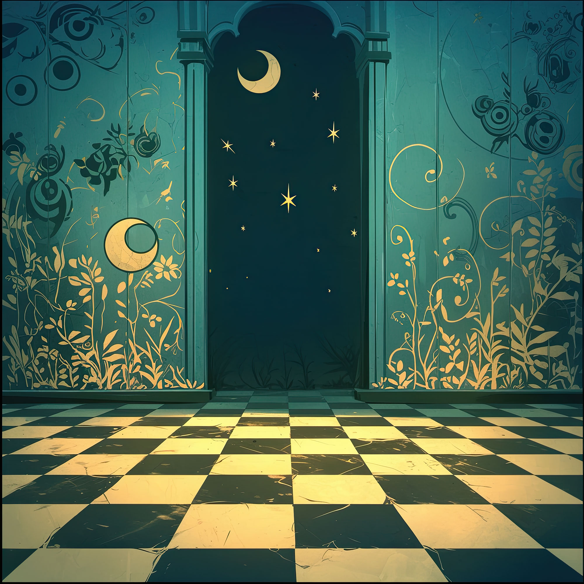 Preview for Mystical-doorway-to-the-night-sky-spooky-backdrop-background-3f539