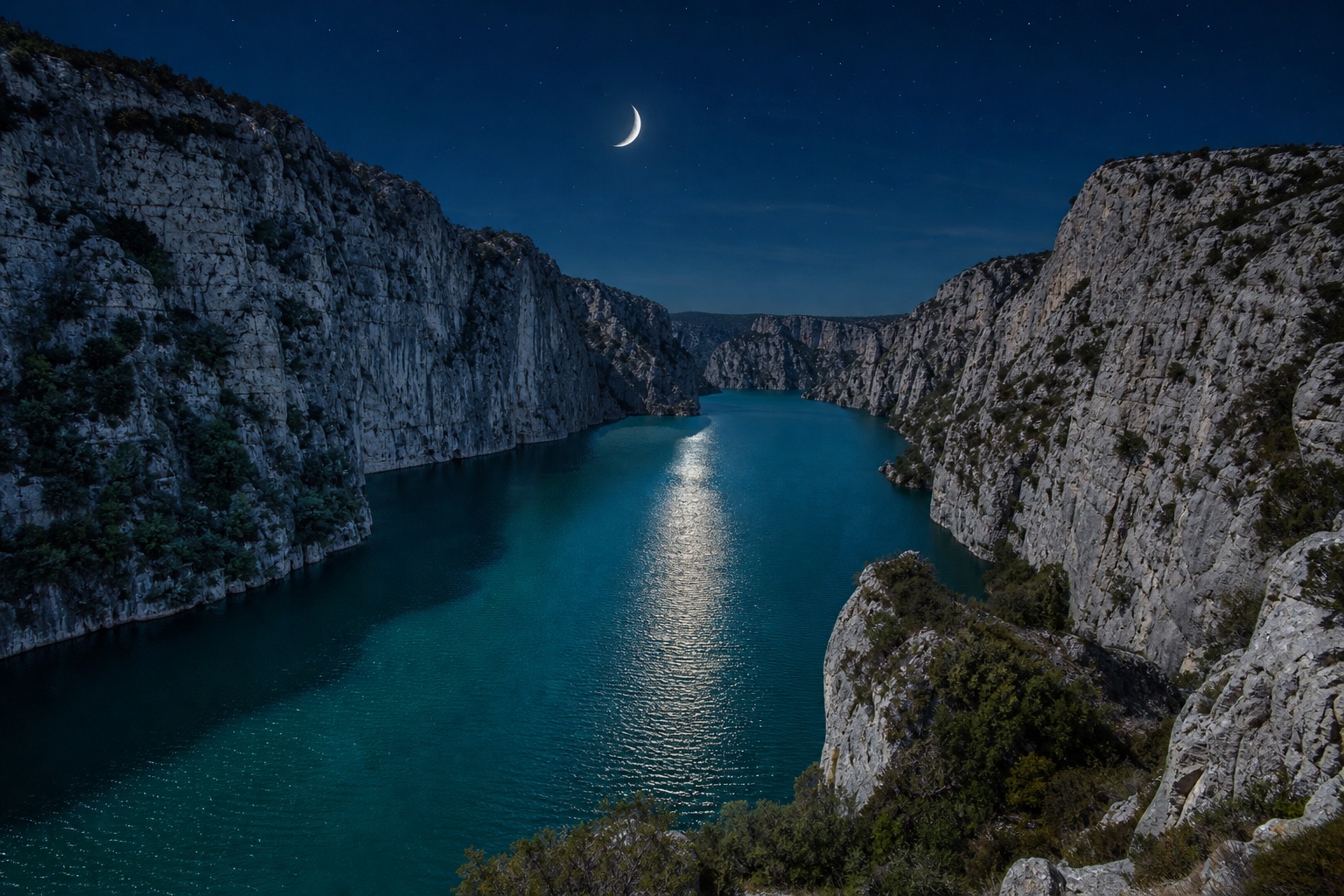 Preview for Moonlit Mountain Lake Stock Background