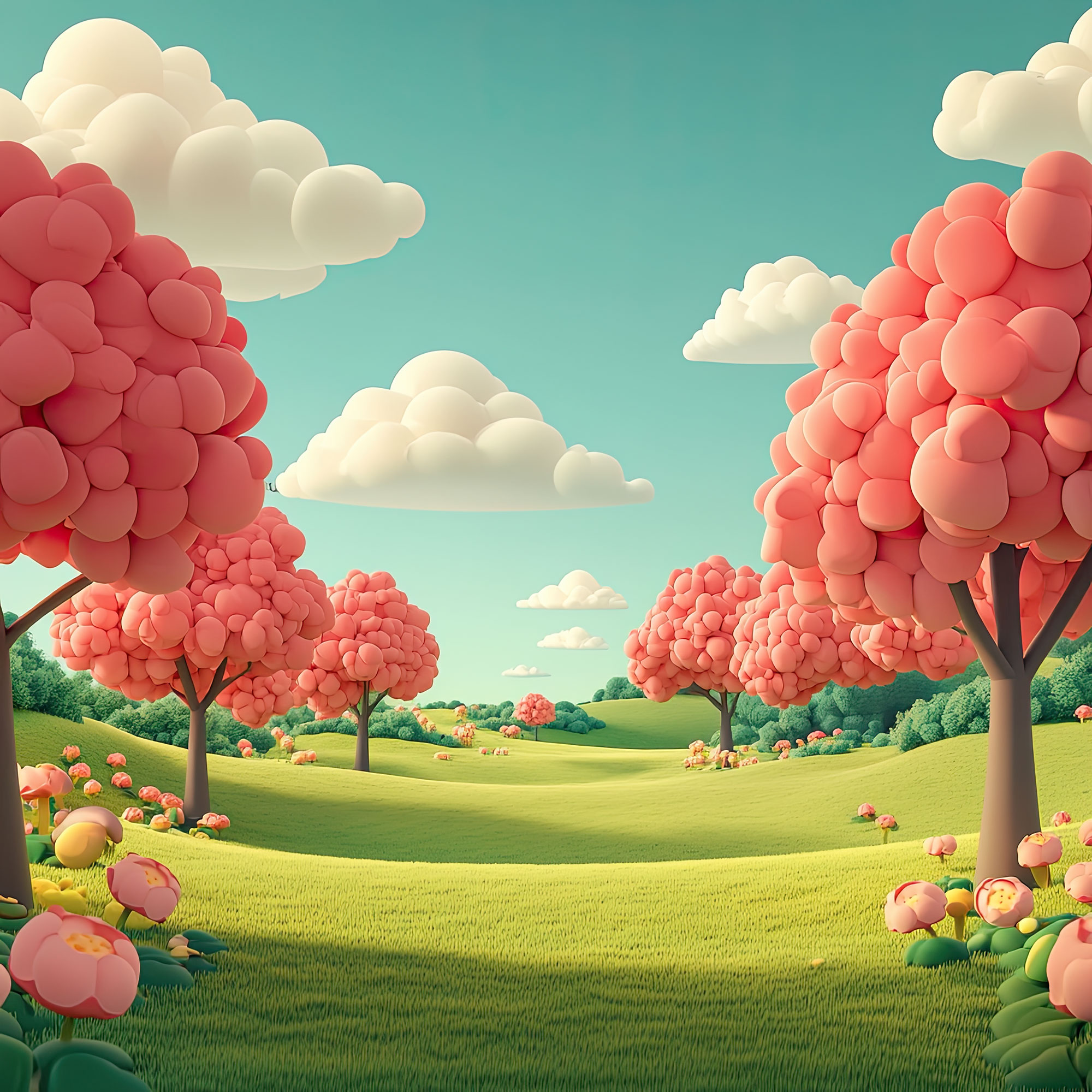 Preview for Serene-landscape-pink-trees-nature-backdrop-background-488d9