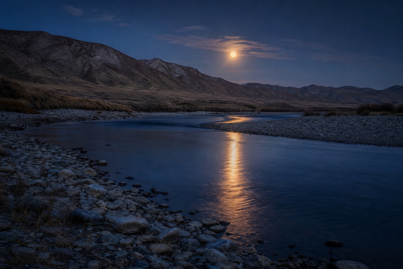 Preview for Moonlit Mountain Lake Night Background