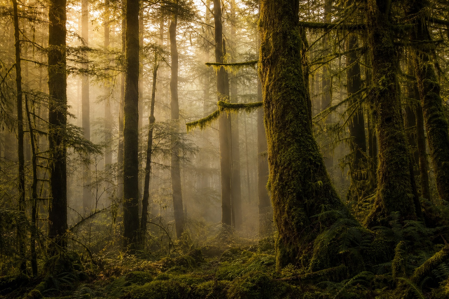 Preview for Mossy Forest Background With Amber Side Light