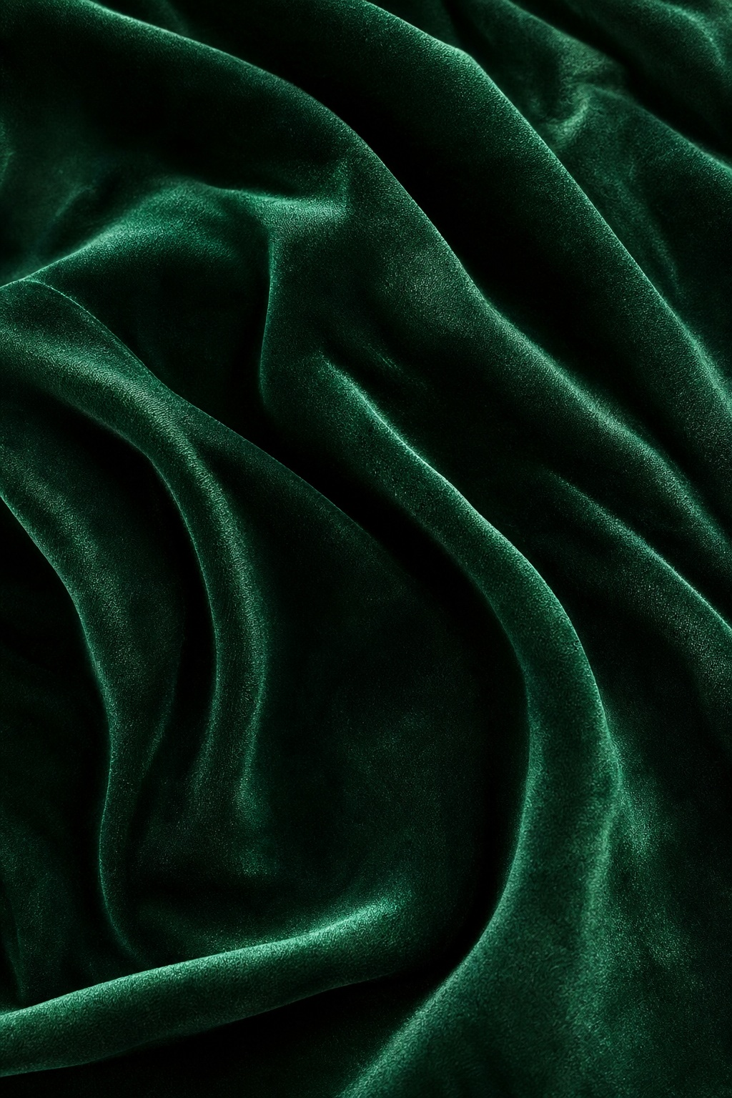 Dark emerald velvet fabric with soft folds and rich textured sheen