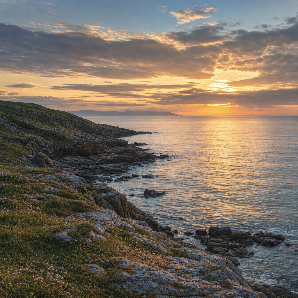 Preview for Coastal Sunrise Rocky Headland Background