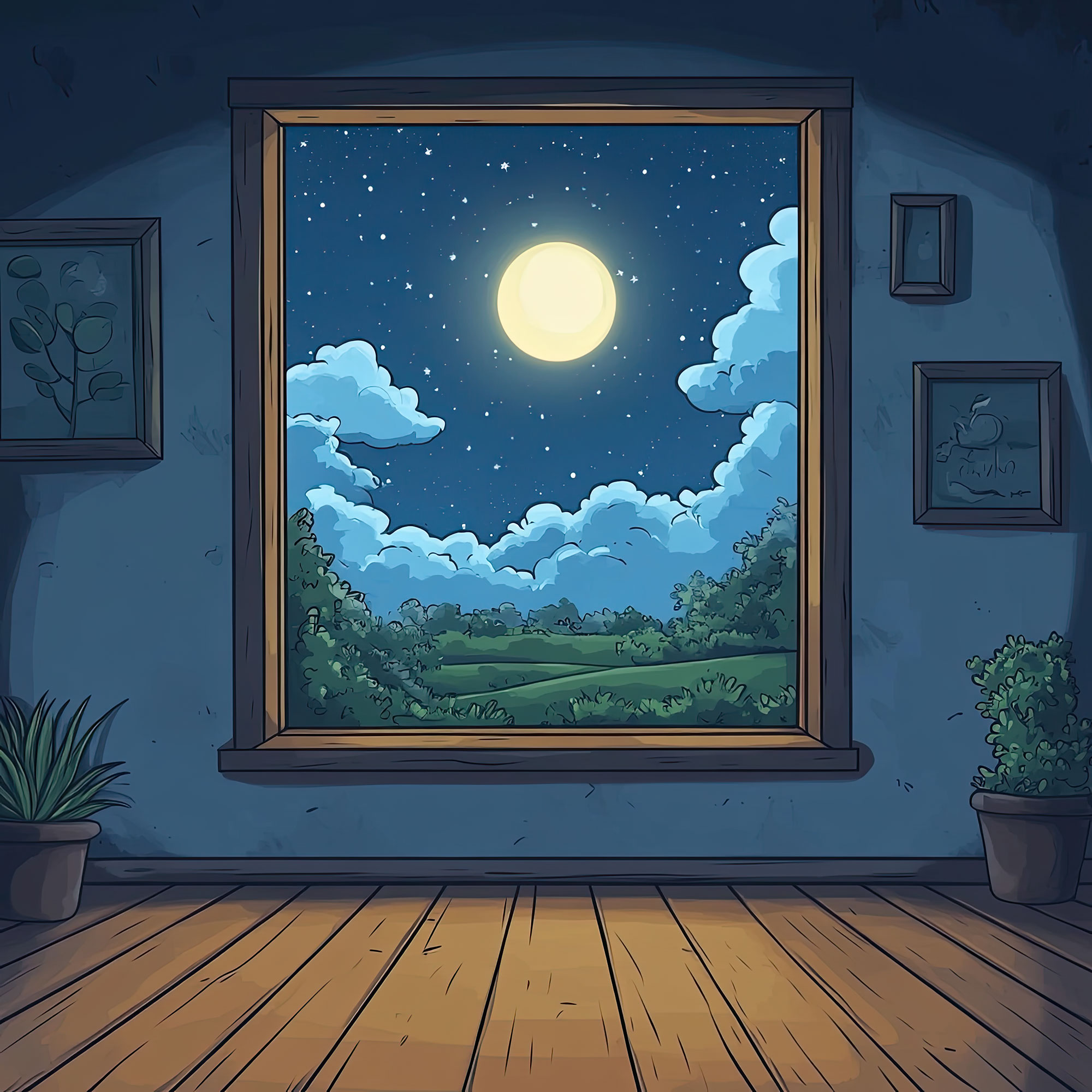 Preview for Moonlit-night-view-art-interior-backdrop-background-03b6f
