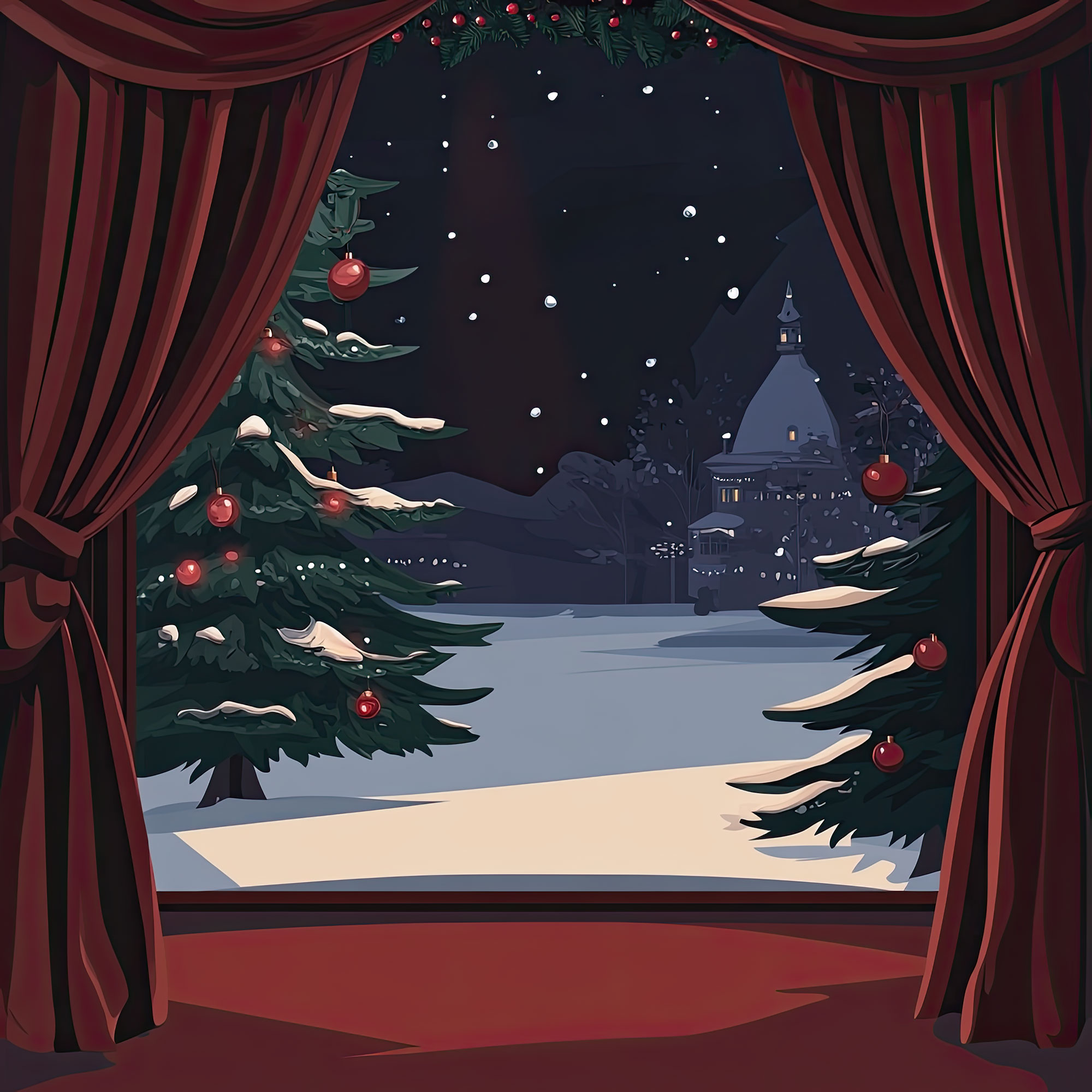 Preview for Winter-night-view-christmas-backdrop-background-2b054