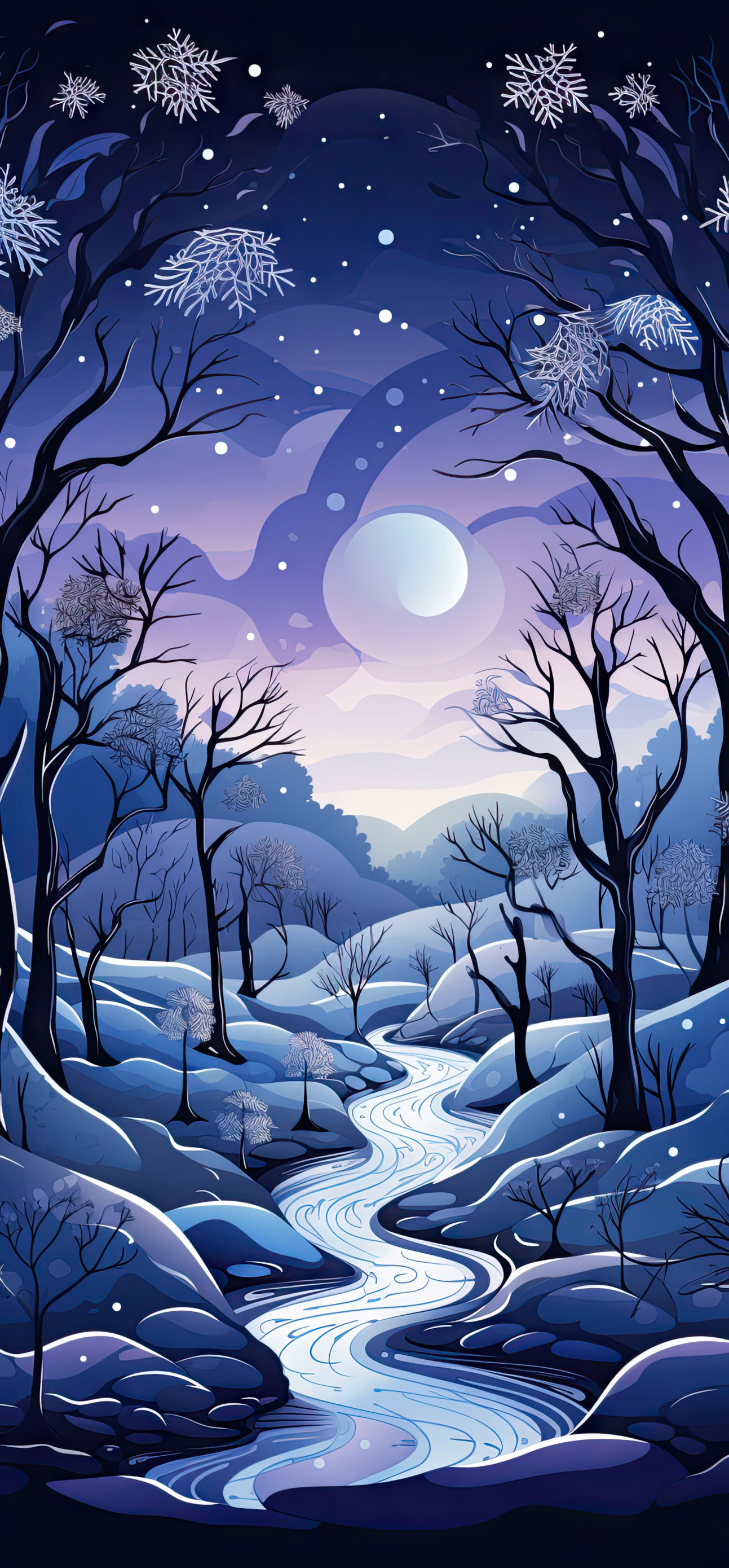 Preview for Winter-night-landscape-illustration-christmas-phone-background-5dbeb