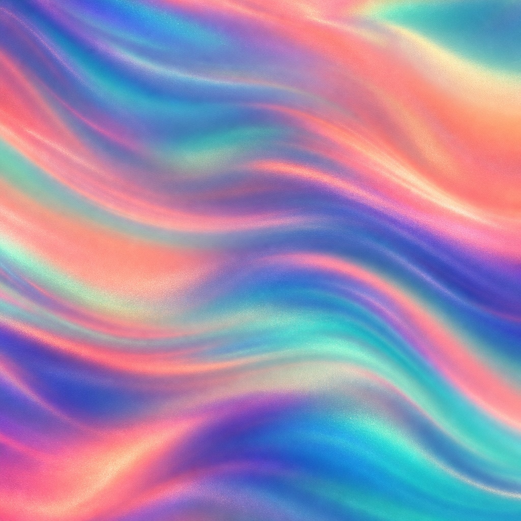 Abstract coral teal holographic gradient with soft flowing interference waves