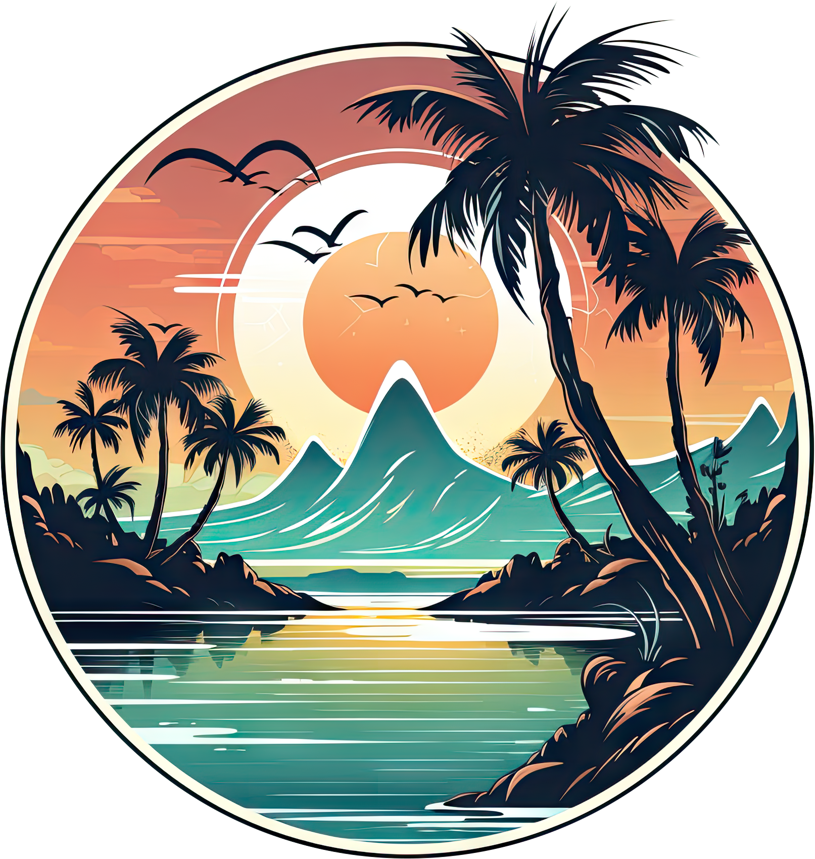 Preview for Tropical-paradise-landscape-logo-mountain-sticker-d9a6f