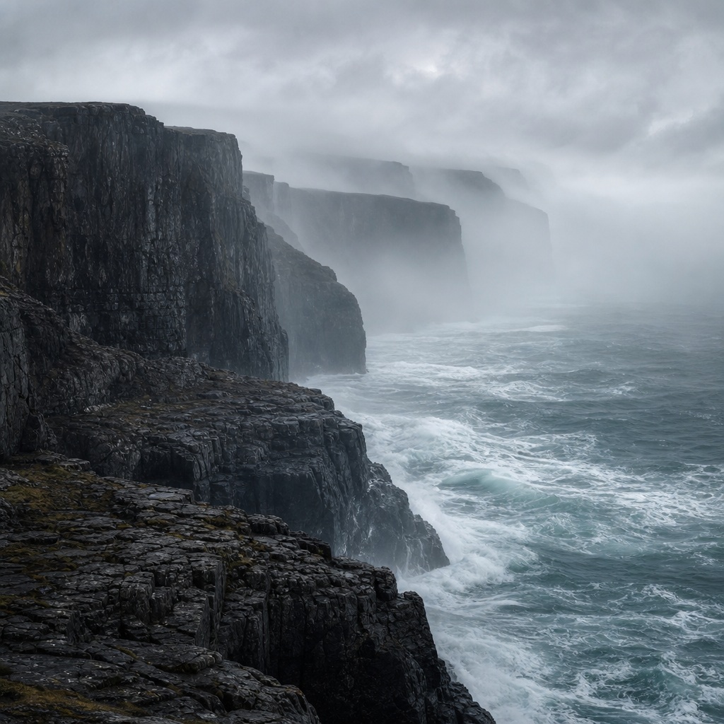 Preview for Storm Gray Coastal Cliffs Background