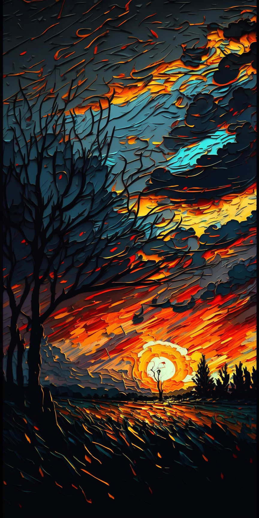 Preview for Vibrant-sunset-landscape-ai-phone-background-de063