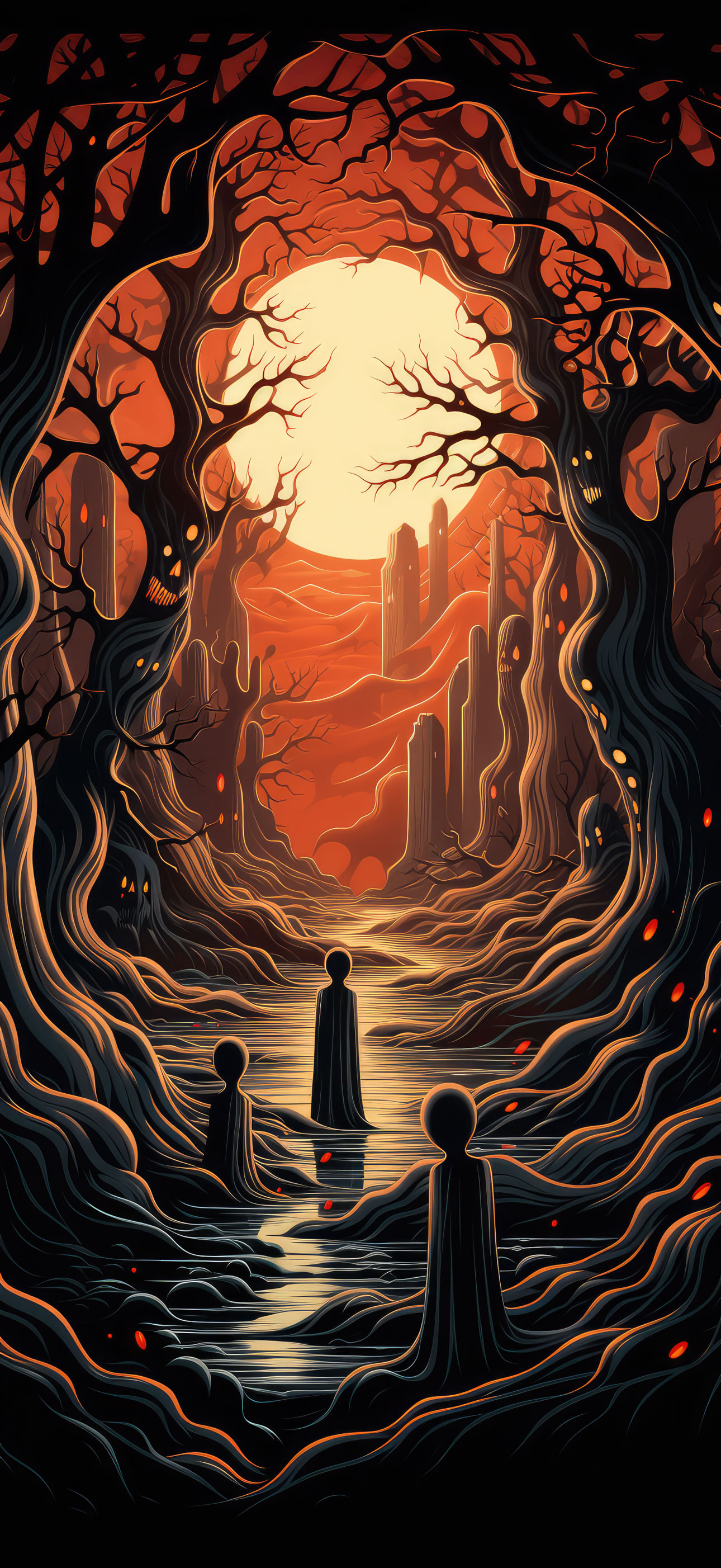 Preview for Surreal-forest-landscape-illustration-halloween-phone-background-01ee2