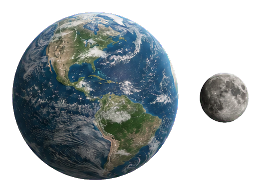 Earth and moon shown side by side as a space-themed sticker graphic.