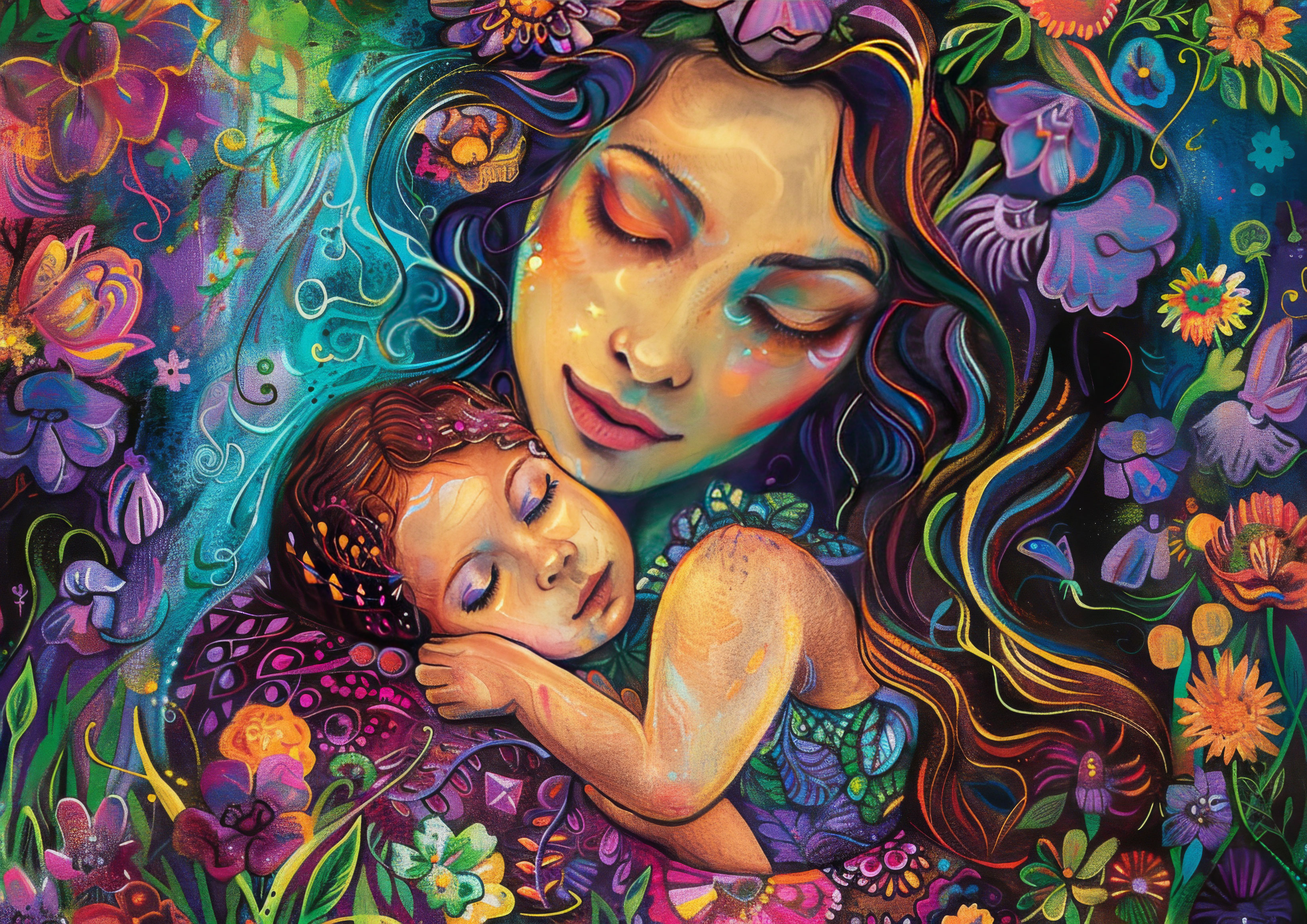 Preview for Mother-child-floral-art-mothers-day-background-3b230