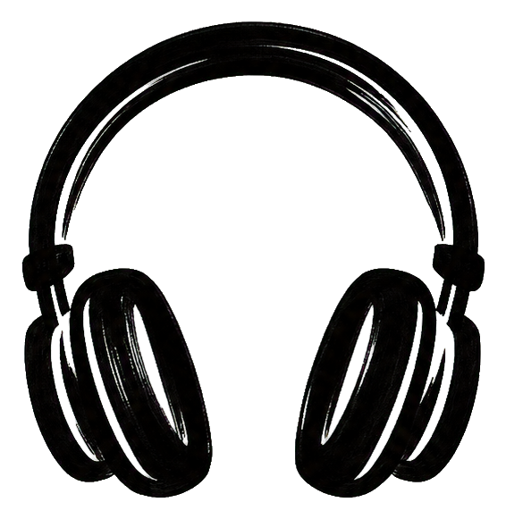 Black outline sticker of over-ear headphones