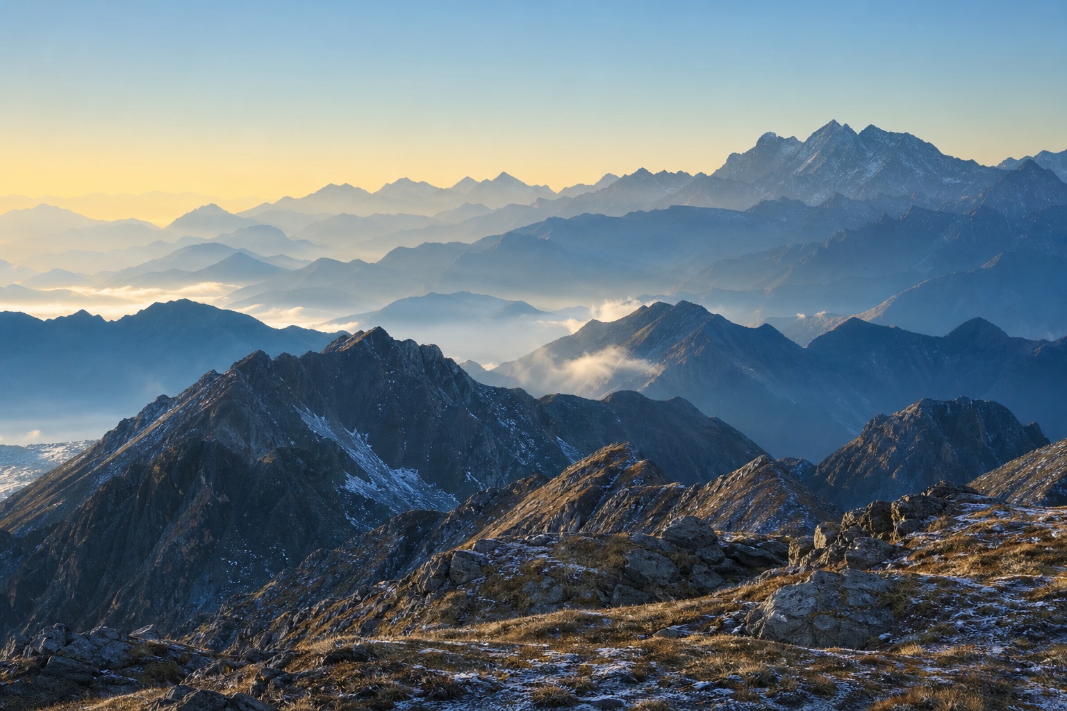 Preview for Clear Dawn Layered Hazy Ridges Background