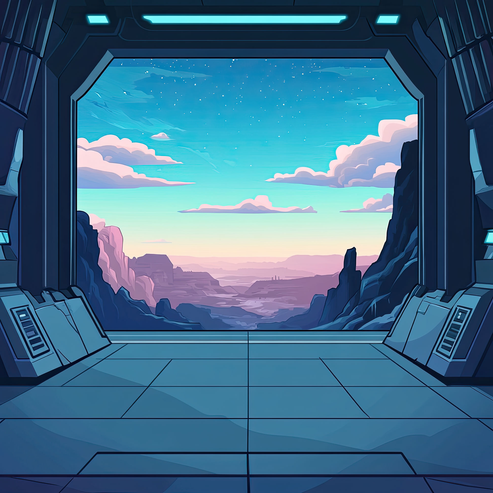 Preview for Futuristic-landscape-modern-structure-sci-fi-backdrop-background-34dd5