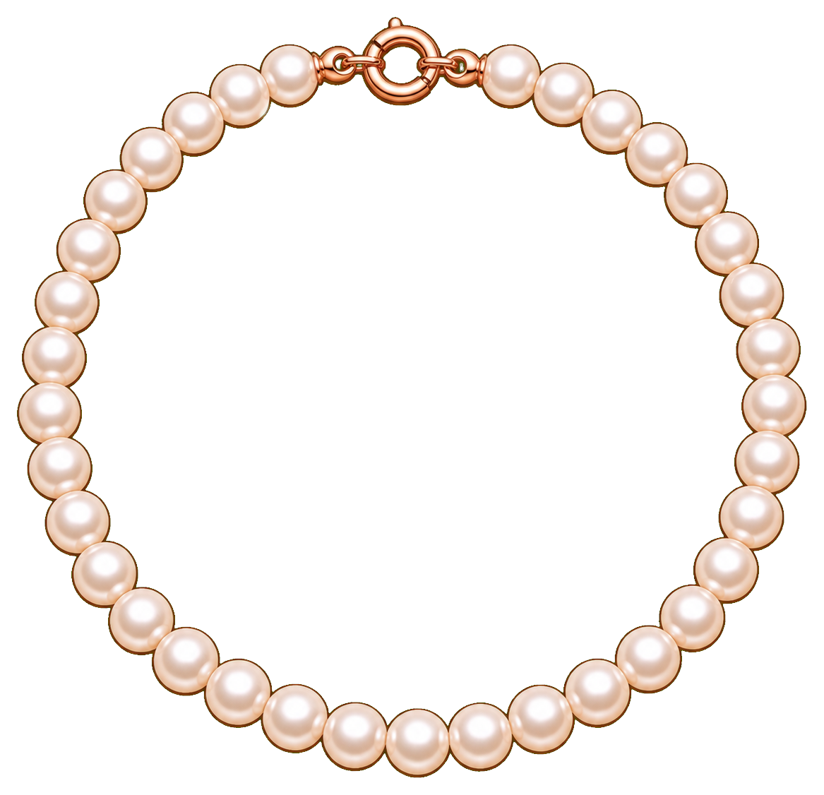Circular pearl necklace made of white pearls with gold settings