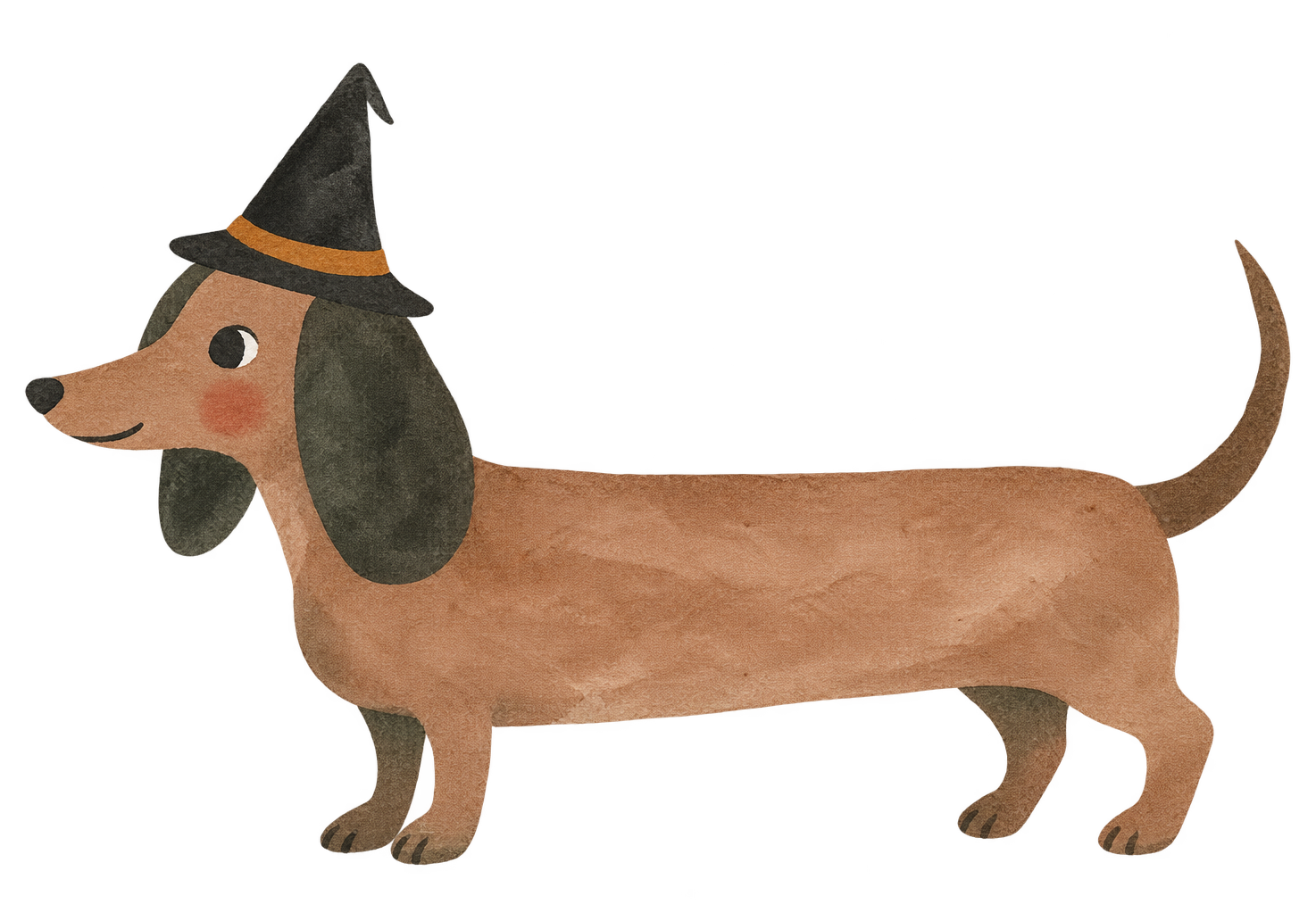 Preview for Flat Watercolor Dachshund In A Witch Hat
