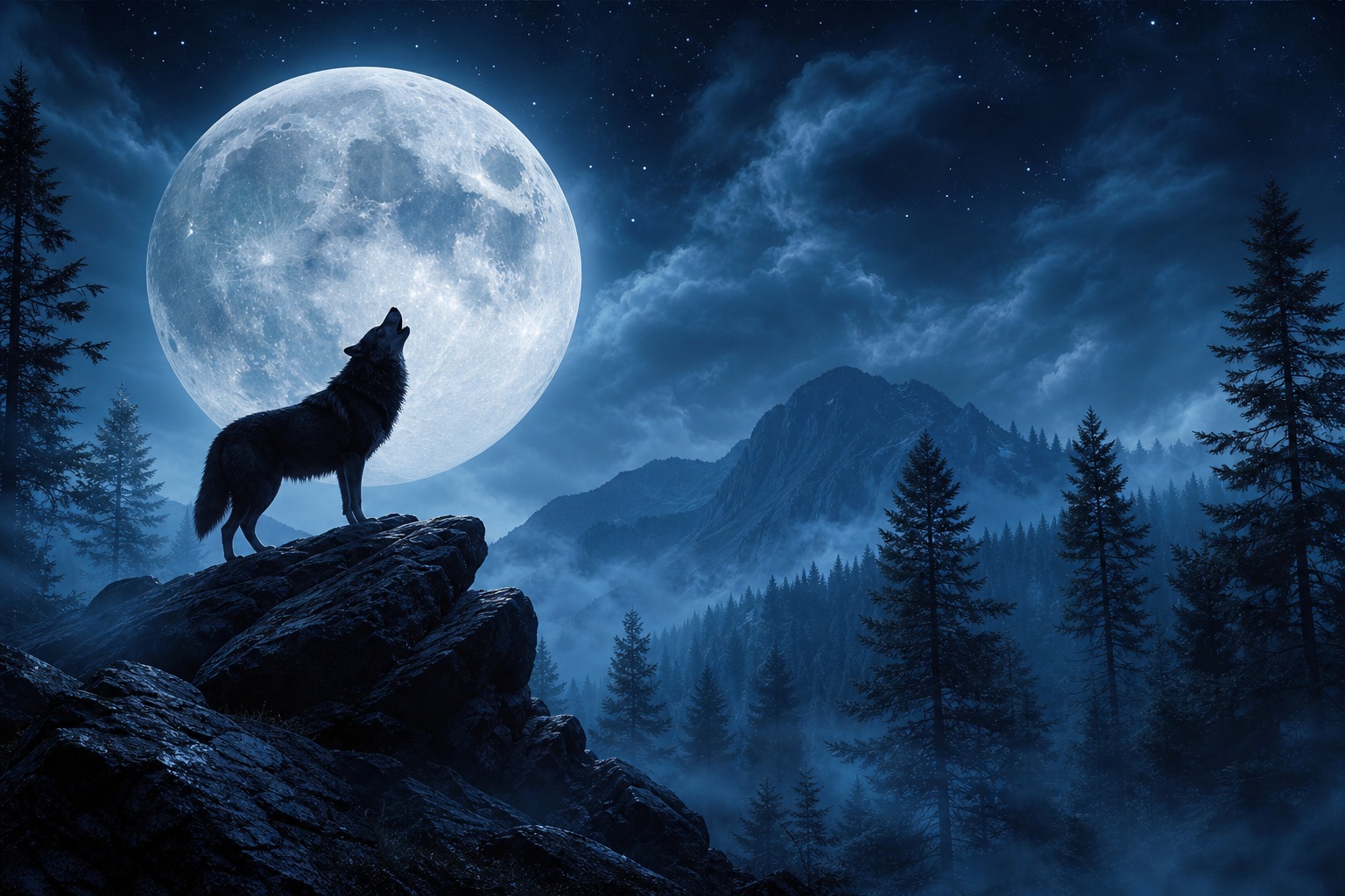 Preview for Moonlit Wolf Forest Background