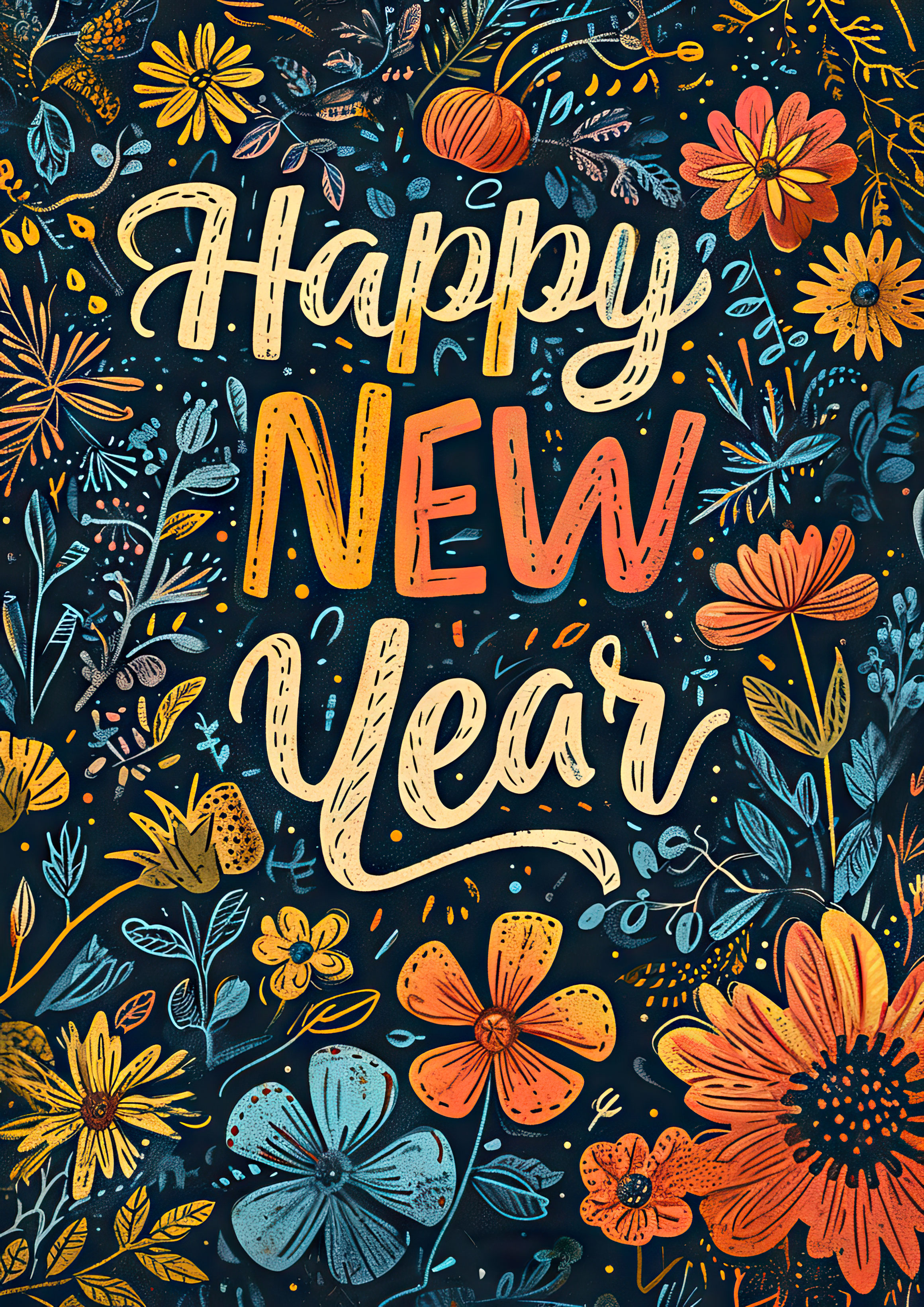 Preview for Happy-new-year-floral-wishes-background-c8438