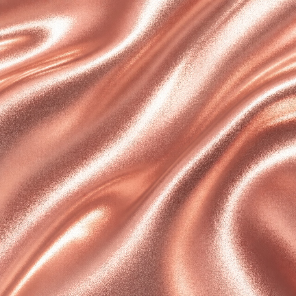 Rose gold foil-like satin texture with soft reflective ripples